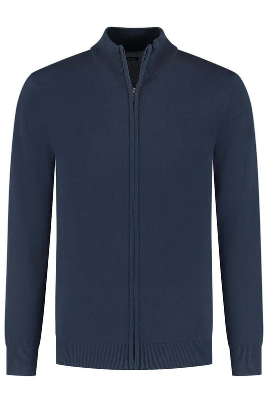 Katoenen full-zip jack in navy met soepele ritssluiting en lange mouwen, Full zip navy