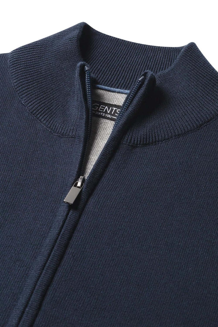 Full zip navy jack met soepele ritssluiting, perfect voor casual en comfortabele looks.