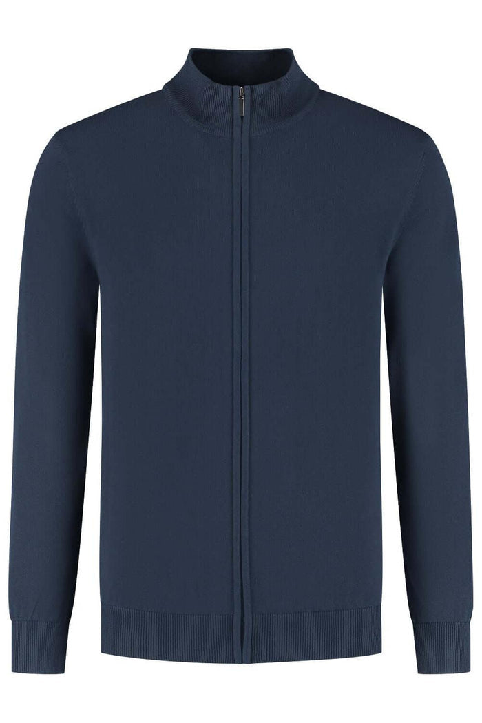 Full zip navy: katoenen full-zip jack in navy met soepele ritssluiting, perfect voor casual outfits.