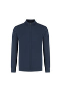 Katoenen full zip navy jack met soepele ritssluiting, ideaal voor casual outfits en comfort.