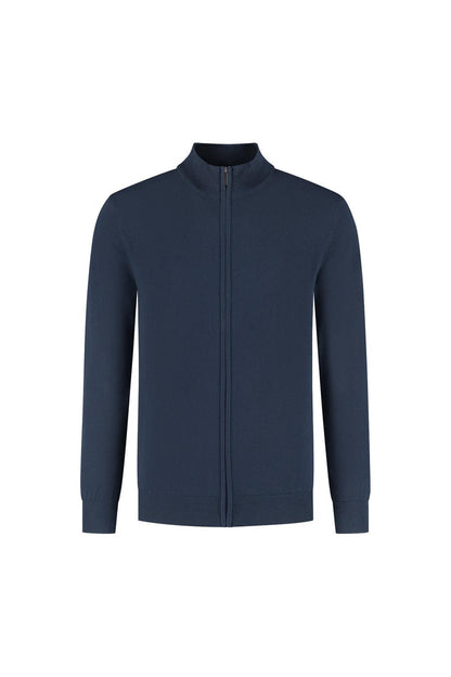 Katoenen full zip navy jack met soepele ritssluiting, ideaal voor casual outfits en comfort.
