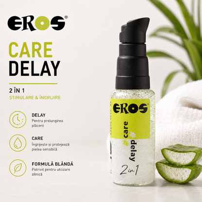 Gel EROS Care Delay 2 in 1, pentru întârzierea ejaculării și lubrifiere, potritiv pentru piele sensibilă, 30 ml