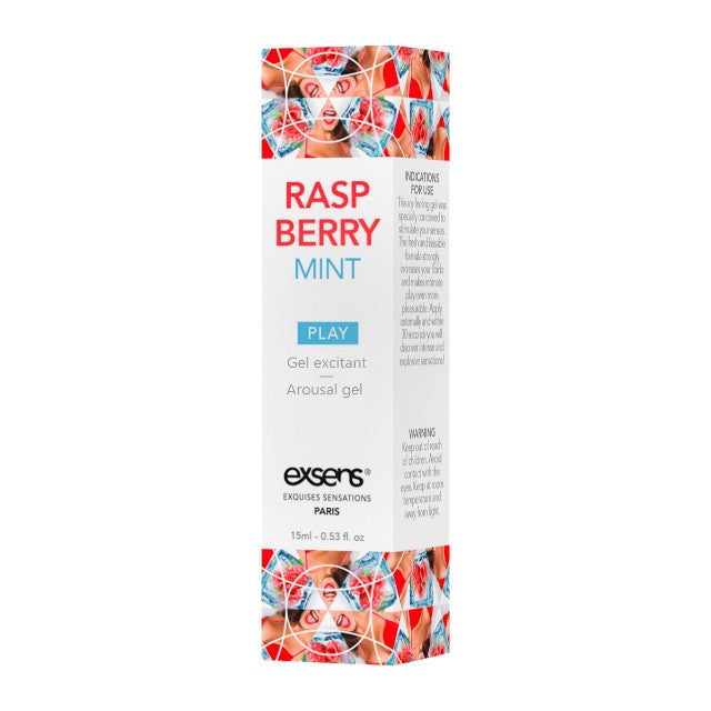 Gel EXSENS Raspberry Mint Arousal Gel, pentru stimulare zone intime, efect de răcire, aromă de zmeură și mentă, 15 ml