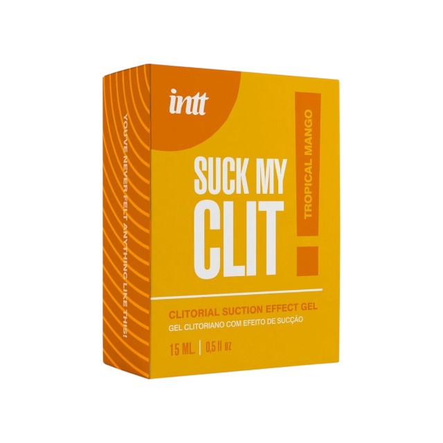 Gel intim INTT Suck my Clit, acțiune triplă de vibrație, pulsație și efect de încălzire progresivă, aromă de mango, 15 ml