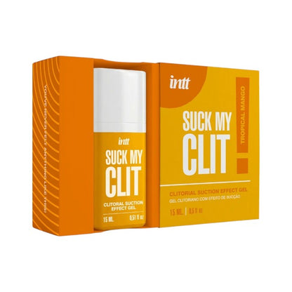 Gel intim INTT Suck my Clit, acțiune triplă de vibrație, pulsație și efect de încălzire progresivă, aromă de mango, 15 ml