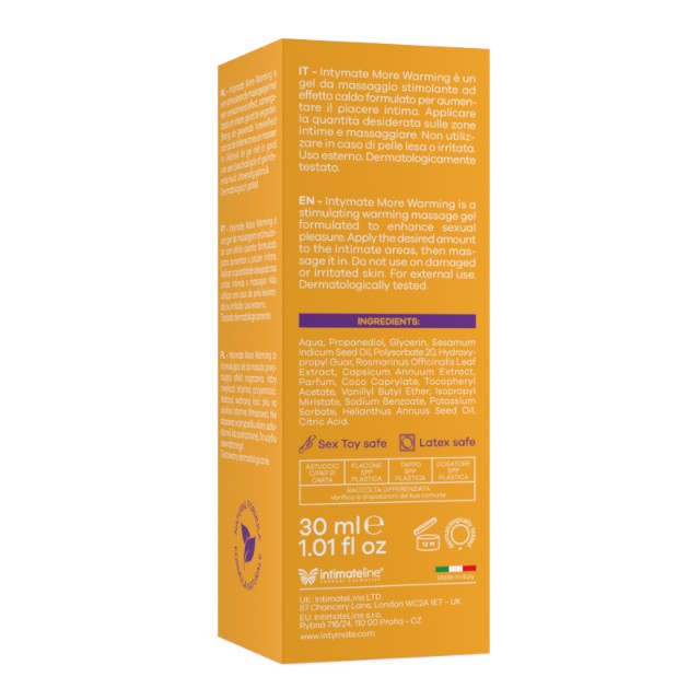 Gel intim INTYMATE More Warming, cu efect de încălzire, pentru stimularea clitorisului și orgasm intens, 30 ml
