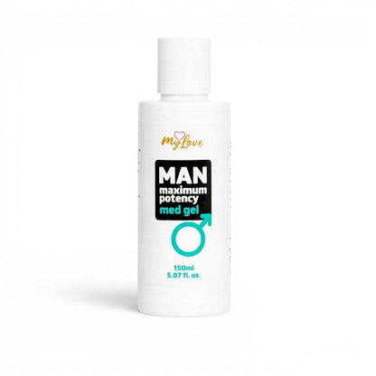 Gel intim MYLOVE Man Maximum Potency Med Gel, pentru creșterea potenței și lubrifiere, cu miros de cafea, 150 ml