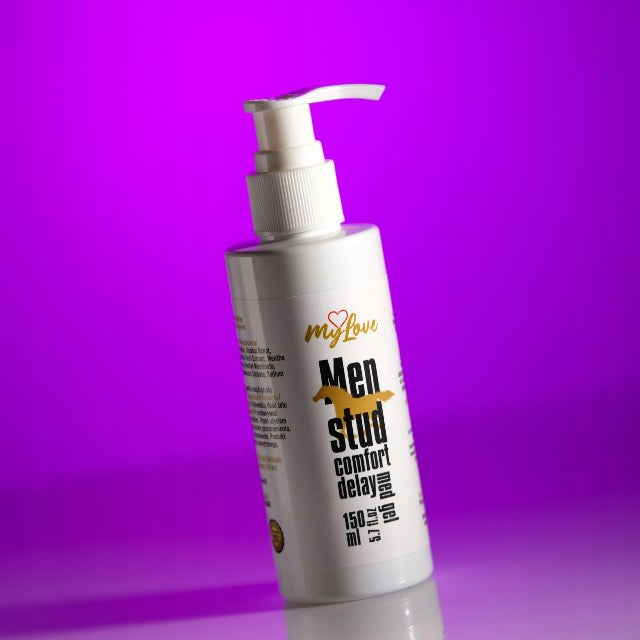 Gel intim MYLOVE Men Stud Comfort Delay Med Gel, pentru întârzierea ejaculării și lubrifiere, cu ulei de mentă, 150 ml