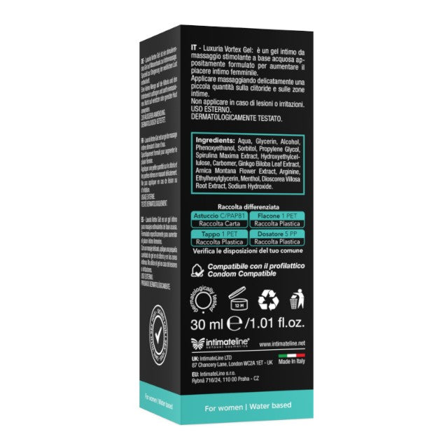 Gel intim pentru femei LUXURIA Vortex Gel, pentru stimularea clitorisului și libidoului, cu efect de răcire, 30 ml