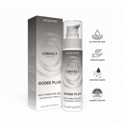 Gel LUBE4LOVERS Godee Plus Masturbation Gel, lubrifiant special pentru masturbare, intensifică senzațiile, 60 ml