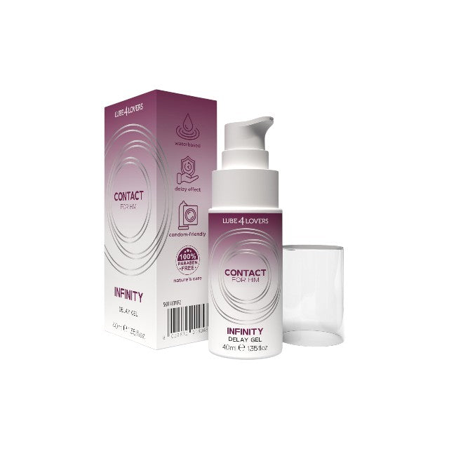 Gel LUBE4LOVERS Infinity Delay Gel, pentru întârzierea ejaculării, pe bază de apă, compatibil cu prezervative, 40 ml