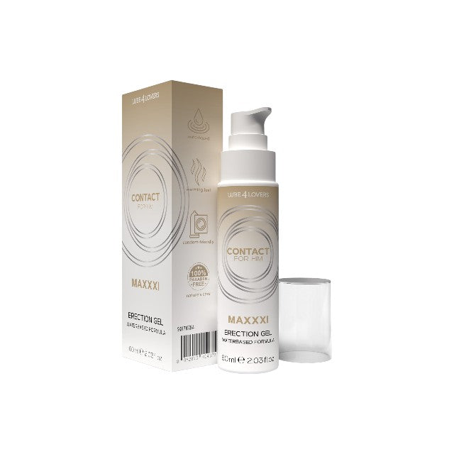 Gel LUBE4LOVERS Maxxxi Erection Gel, pentru erecții puternice și de durată, pe bază de apă, efect de încălzire, 60 ml