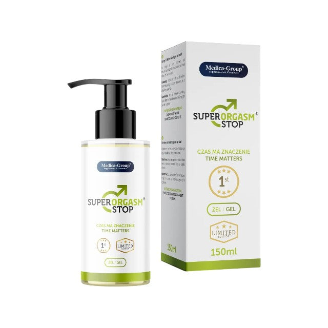 Gel MEDICA-GROUP Super Orgasm Stop, pentru întârzierea ejaculării, efect ușor de răcire, cu aloe vera și mușețel, 150 ml