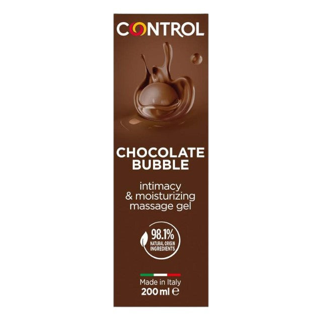 Gel pentru masaj și lubrifiant CONTROL Chocolate Bubble, capac cu bile de masaj, aromă de ciocolată, 200 ml