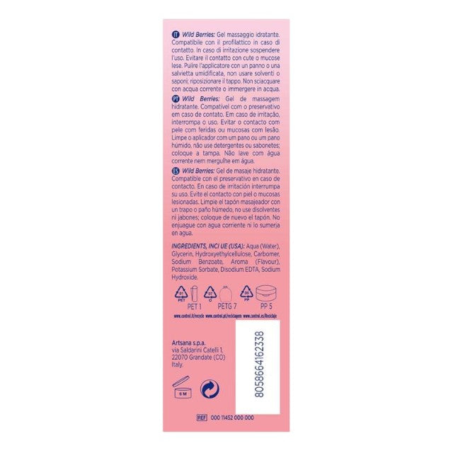 Gel pentru masaj și lubrifiant CONTROL Wild Berries, capac cu bile de masaj, aromă de fructe de pădure, 200 ml