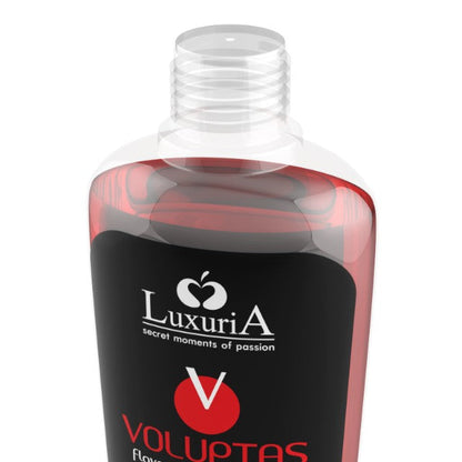 Gel pentru masaj LUXURIA Voluptas Strawberry, cu efect de încălzire, aromă naturală de căpșuni, 100 ml
