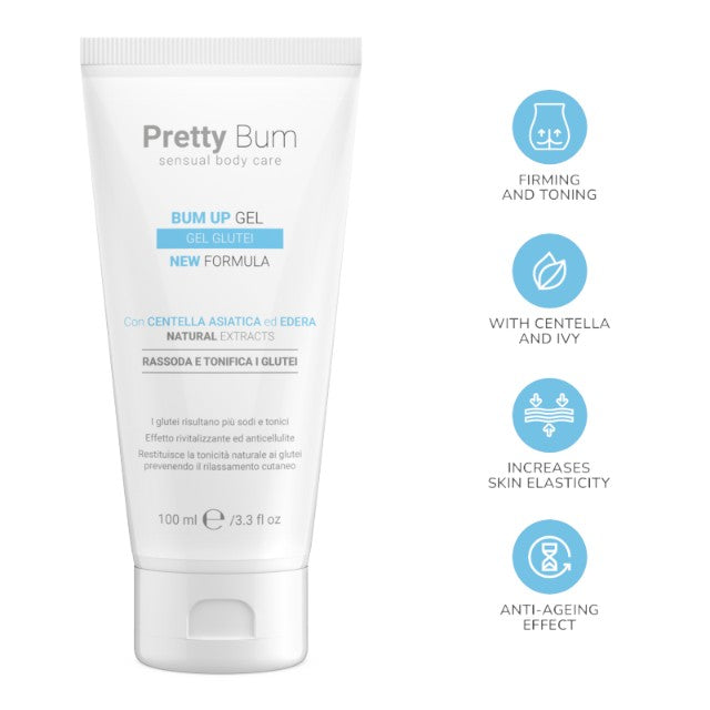 Gel pentru ridicare și fermitate fese PRETTY BUM Bum Up Gel, cu Centella și iederă, efect anti-îmbătrânire, 100 ml