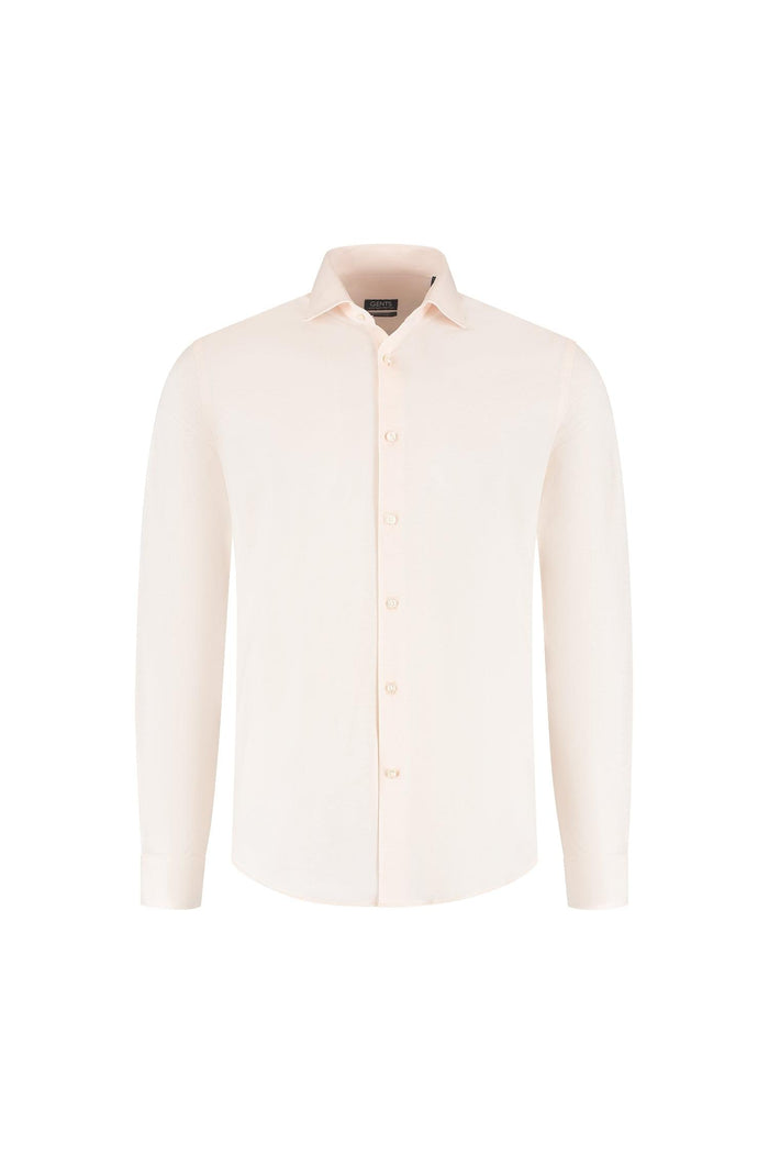 GENTS knit pique lichtroze katoenen overhemd ademend in lichtroze tint met lange mouwen.