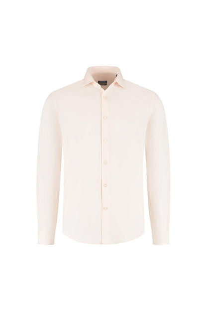 GENTS knit pique lichtroze katoenen overhemd ademend in lichtroze tint met lange mouwen.