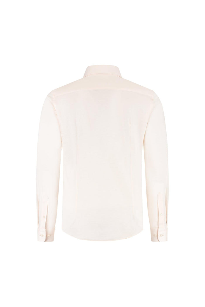 GENTS knit pique lichtroze achteraanzicht van katoenen pique overhemd ademend in lichtroze.