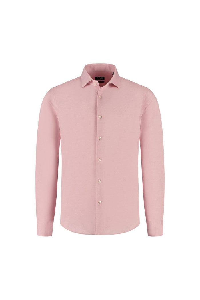 GENTS knit pique roze: roze overhemd met lange mouwen en knopsluiting van 100% katoen.