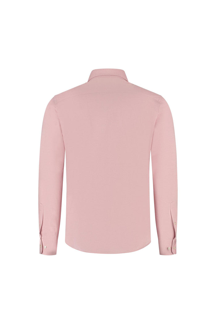 GENTS knit pique roze achterkant van een roze overhemd met lange mouwen en knopsluiting