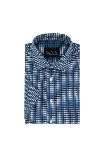 GENTS korte mouw ruit blauw-wit klassiek ruithemd met korte mouwen, perfect voor elke gelegenheid.
