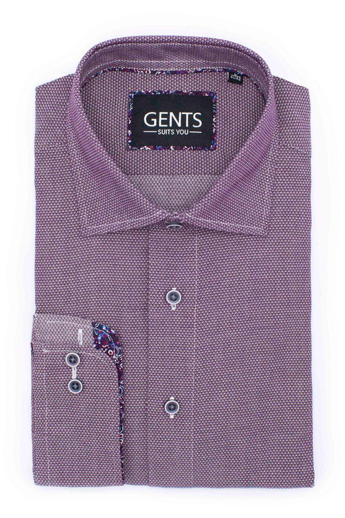 GENTS overhemd oxford wijnrood, modern gesneden, kreukarm en snel droog overhemd voor heren.