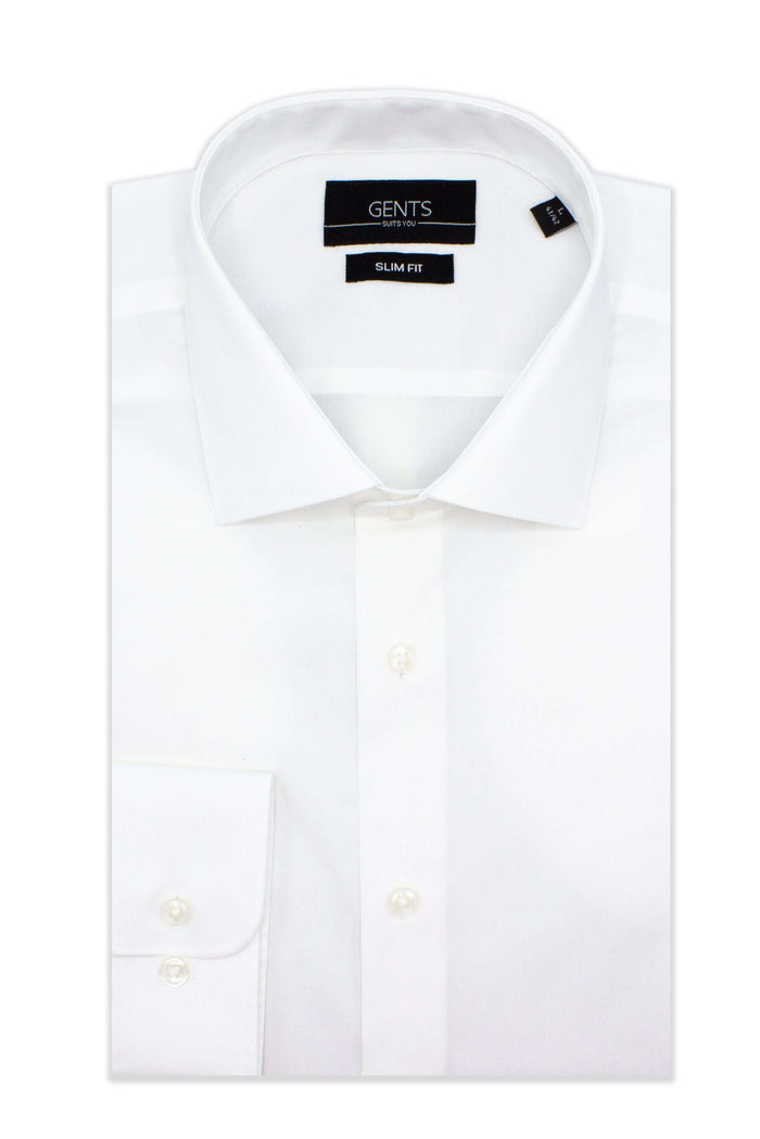 GENTS slimfit poplin wit - klassiek ademend poplin overhemd van katoen in wit.