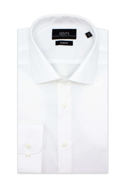 GENTS slimfit poplin wit - klassiek ademend poplin overhemd van katoen in wit.