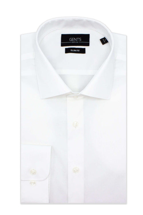 GENTS slimfit poplin wit - klassiek ademend poplin overhemd van katoen in wit.