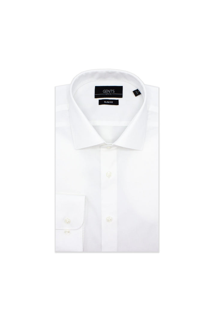 GENTS slimfit poplin wit, klassiek wit poplin overhemd van katoen, ademend en modern design.