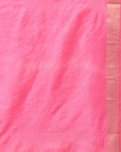 Indiehaat | Kota Silk Hand Dyed Zar Stripe Saree Pink
