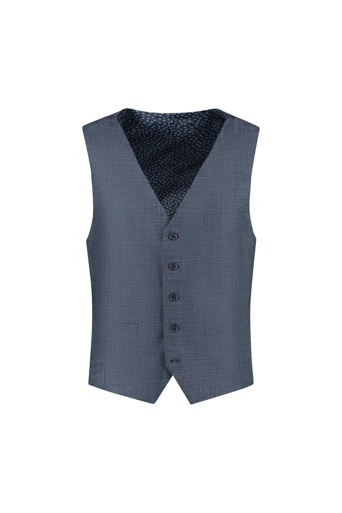 Gilet birdseye structuur blauw