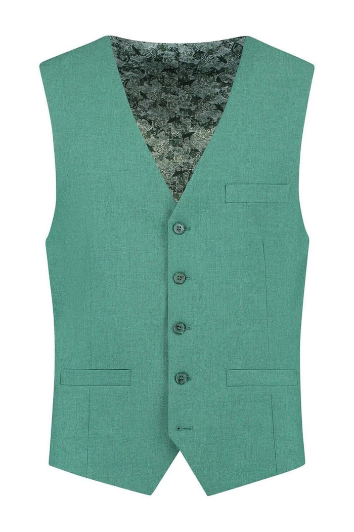 Pak ceder groen 3-delig mouwloos vest met knopen en zakken, elegante groene kleur