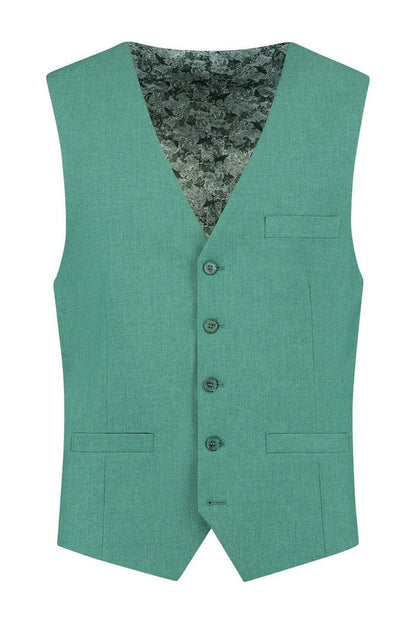 Pak ceder groen 3-delig mouwloos vest met knopen en zakken, elegante groene kleur