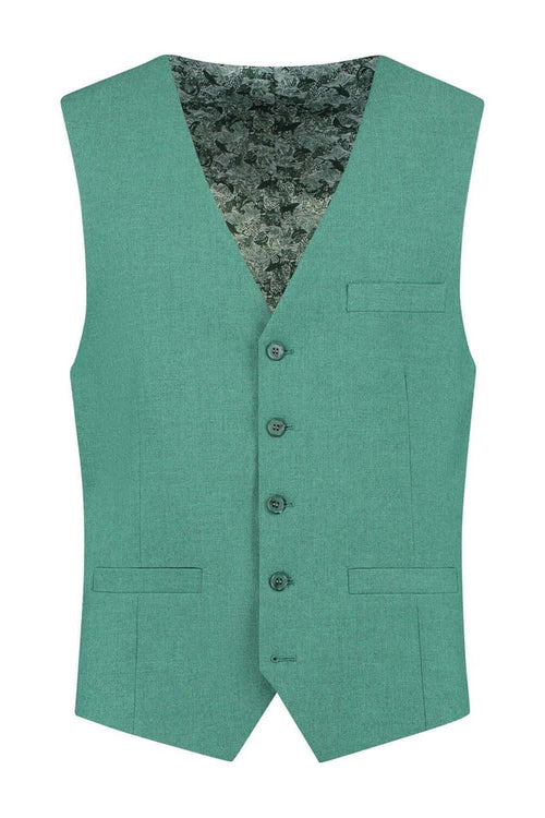 Pak ceder groen 3-delig mouwloos vest met knopen en zakken, elegante groene kleur