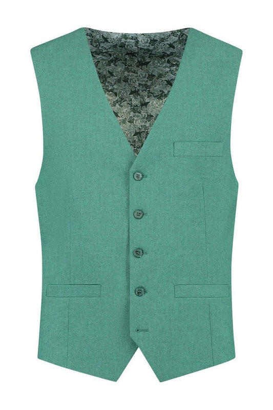 Pak ceder groen 3-delig mouwloos vest met knopen en zakken, elegante groene kleur