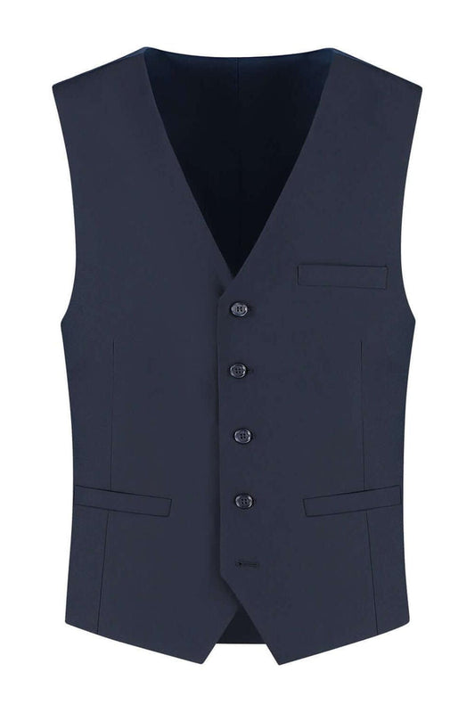 Gilet comfort stretch blauw MixMatch, blauw gilet met stretch en knoopsluiting, veelzijdig en stijlvol.