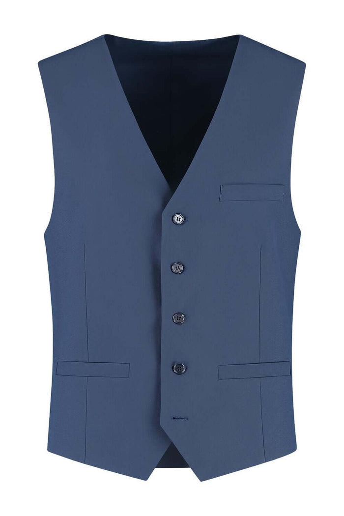 Gilet comfort stretch royalblue Mixmatch in koningsblauw with knoopsluiting and zakken for comfort and style.