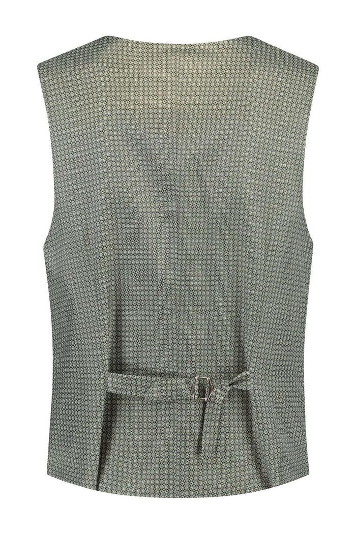 Gilet dusty groen, lichtgewicht gilet met waterafstotende finish in dusty groen, achteraanzicht met strik.