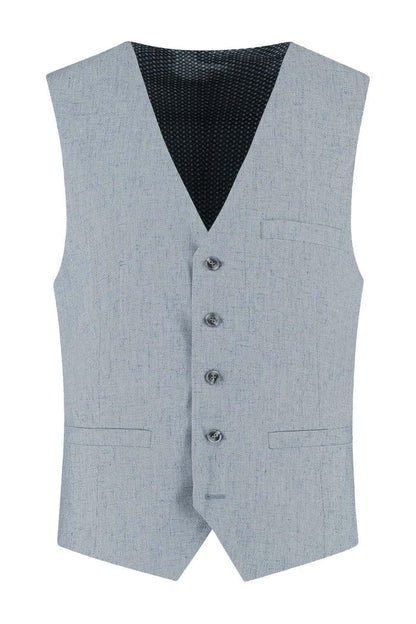 Gilet linnenblend mistgroen, ademend gilet met knopen en discrete zakken voor heren.