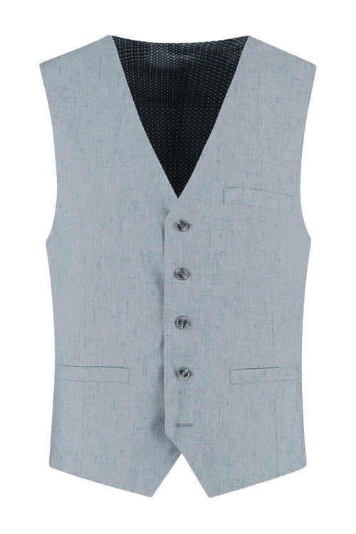 Gilet linnenblend mistgroen, ademend gilet met knopen en discrete zakken voor heren.