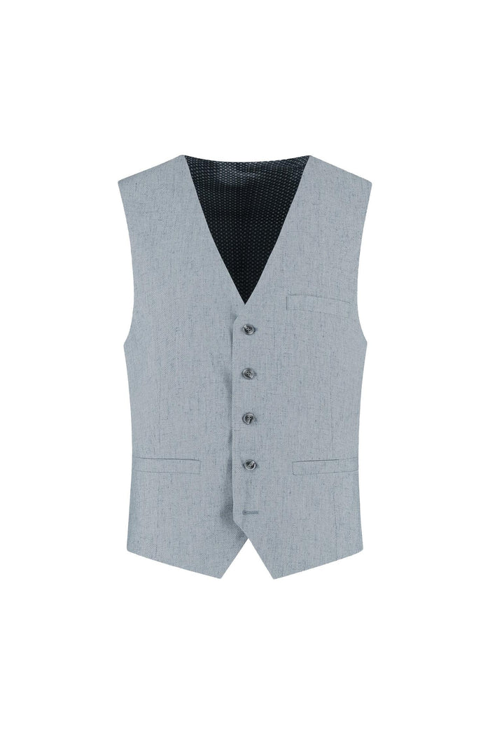 Gilet linnenblend mistgroen, ademend met knopen en discrete zakken voor heren.