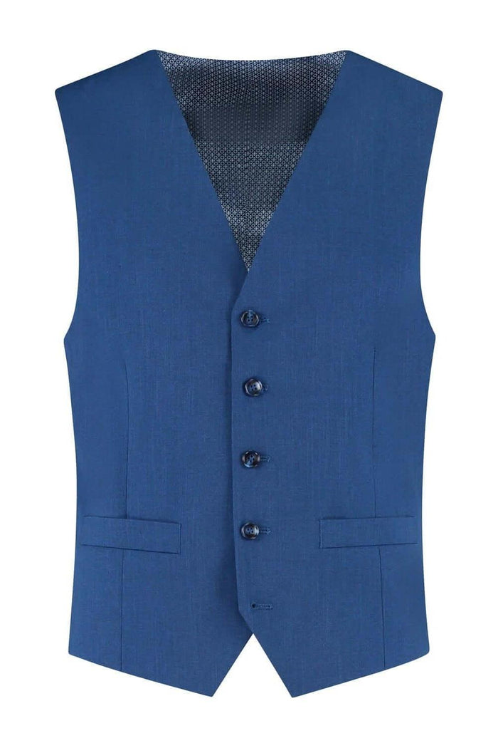 Gilet linnenlook blauw Blauw, stijlvol koninklijk blauw gilet met kreukvrije stof en zakken.