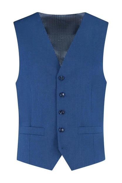 Gilet linnenlook blauw Blauw, stijlvol koninklijk blauw gilet met kreukvrije stof en zakken.