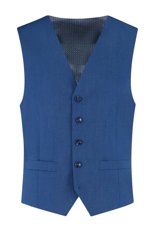 Gilet linnenlook blauw Blauw, stijlvol koninklijk blauw gilet met kreukvrije stof en zakken.