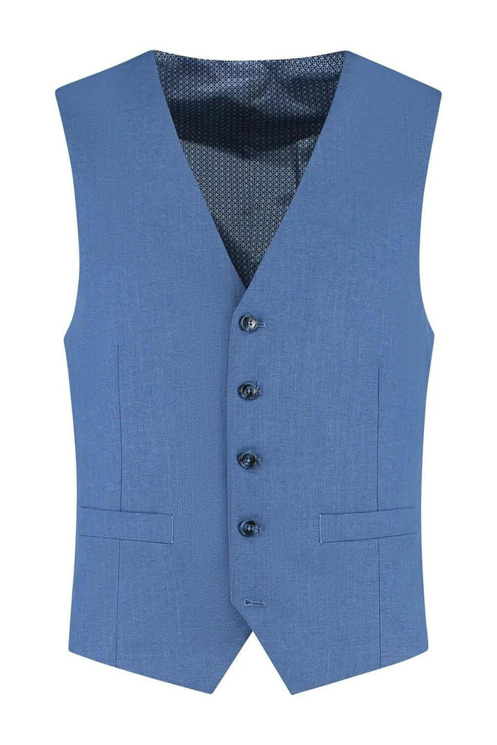 Gilet linnenlook staalblauw