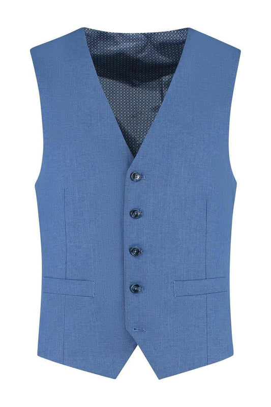 Gilet linnenlook staalblauw