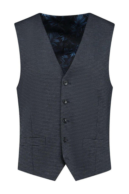 Gilet miniruit blauw-grijs